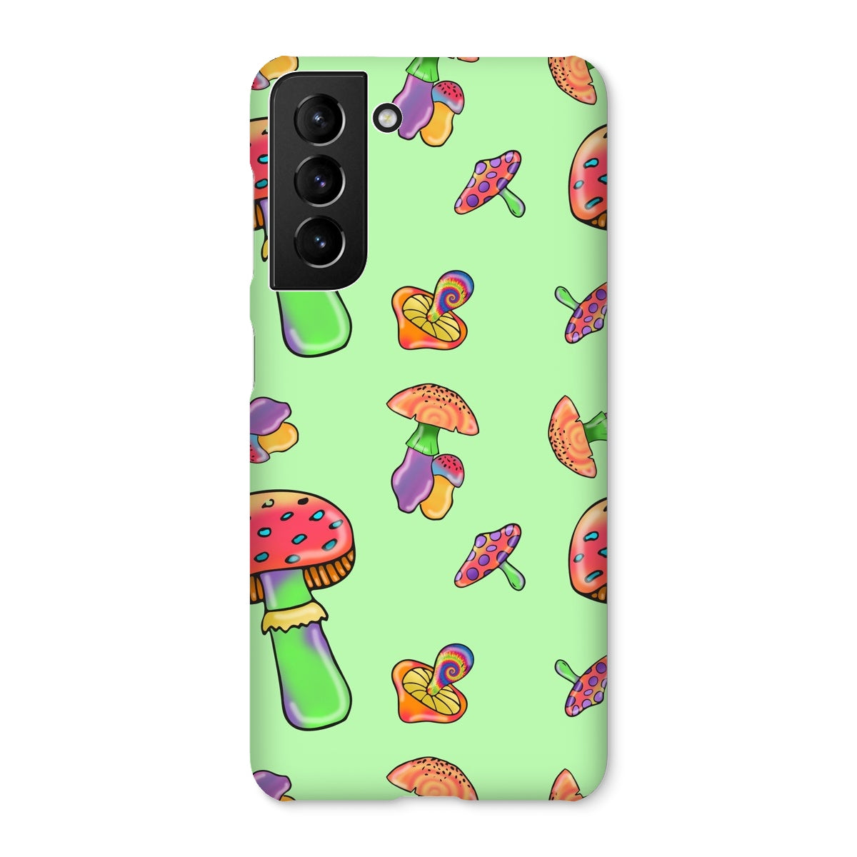 Retro Mushroom Pattern - Green Snap Phone Case