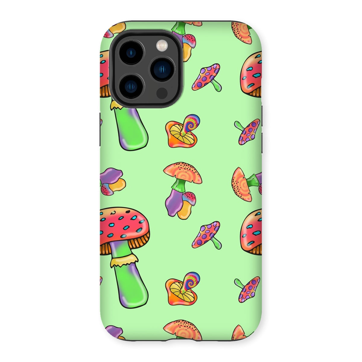 Retro Mushroom Pattern - Green Tough Phone Case