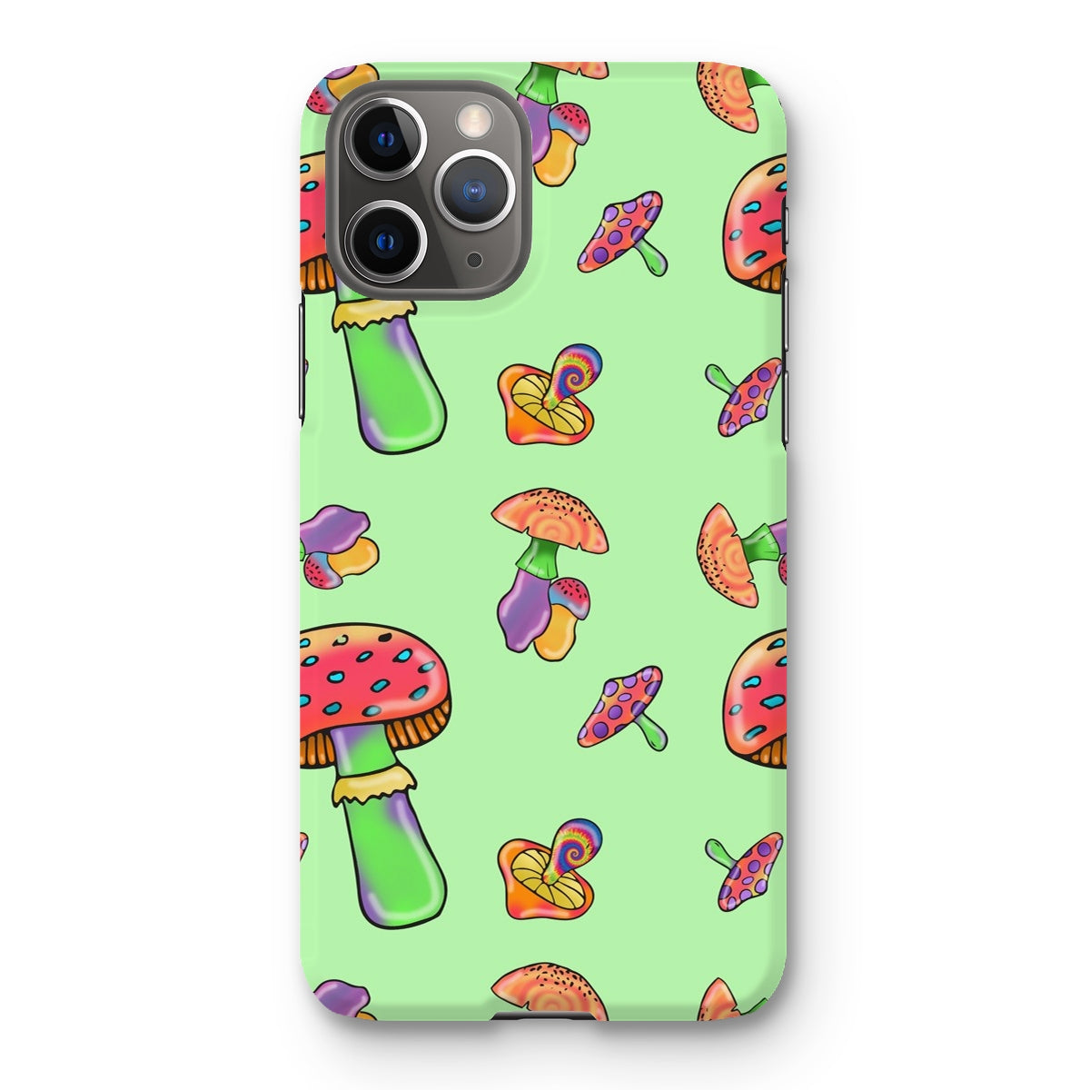 Retro Mushroom Pattern - Green Snap Phone Case