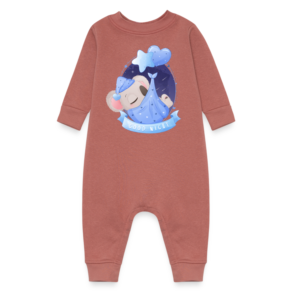 Good Night Sleeping Koala, Long Sleeve Onesie, Long Sleeve Bodysuit, Long Sleeve Jumpsuit, Baby Fleece One Piece, Fleece Jumpsuit, Fleece Onesie, Fleece Bosysuit - mauve