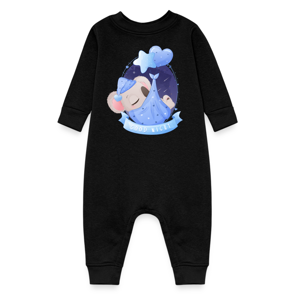 Good Night Sleeping Koala, Long Sleeve Onesie, Long Sleeve Bodysuit, Long Sleeve Jumpsuit, Baby Fleece One Piece, Fleece Jumpsuit, Fleece Onesie, Fleece Bosysuit - black