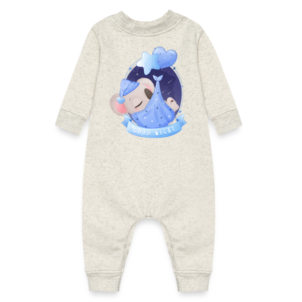 Good Night Sleeping Koala, Long Sleeve Onesie, Long Sleeve Bodysuit, Long Sleeve Jumpsuit, Baby Fleece One Piece, Fleece Jumpsuit, Fleece Onesie, Fleece Bosysuit - heather oatmeal