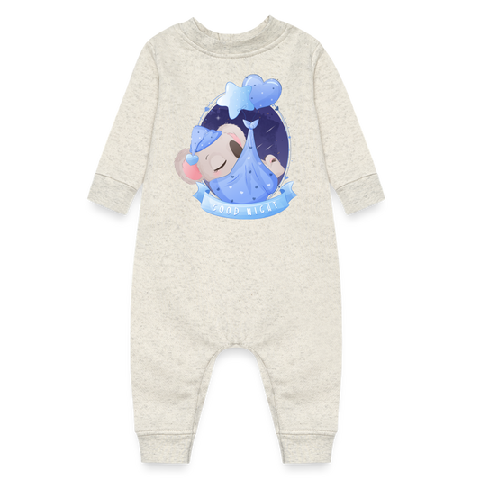 Good Night Sleeping Koala, Long Sleeve Onesie, Long Sleeve Bodysuit, Long Sleeve Jumpsuit, Baby Fleece One Piece, Fleece Jumpsuit, Fleece Onesie, Fleece Bosysuit - heather oatmeal