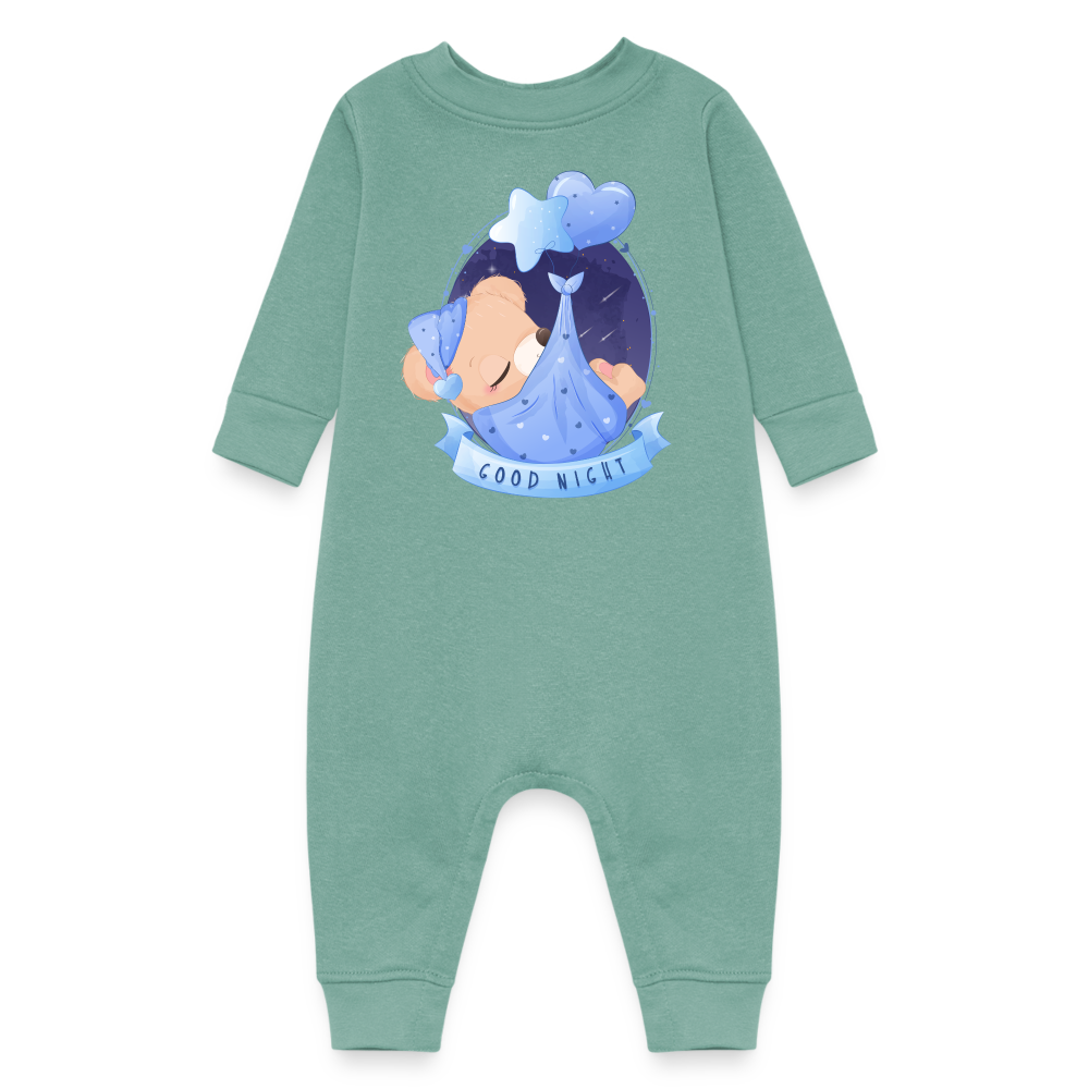 Good Night Sleeping Bear, Long Sleeve Onesie, Long Sleeve Bodysuit, Long Sleeve Jumpsuit, Baby Fleece One Piece, Fleece Jumpsuit, Fleece Onesie, Fleece Bosysuit - saltwater