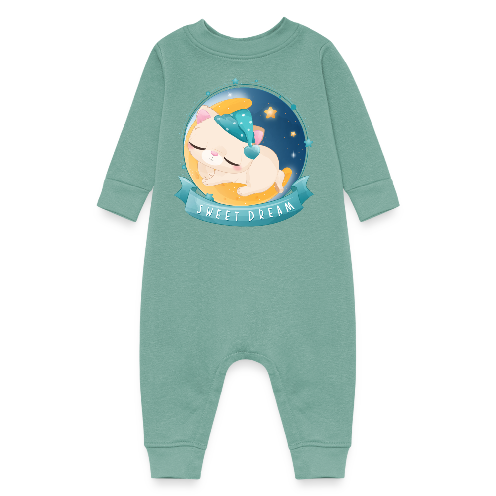 Sweet Dreams Sleeping Cat, Long Sleeve Onesie, Long Sleeve Bodysuit, Long Sleeve Jumpsuit, Baby Fleece One Piece, Fleece Jumpsuit, Fleece Onesie, Fleece Bosysuit - saltwater