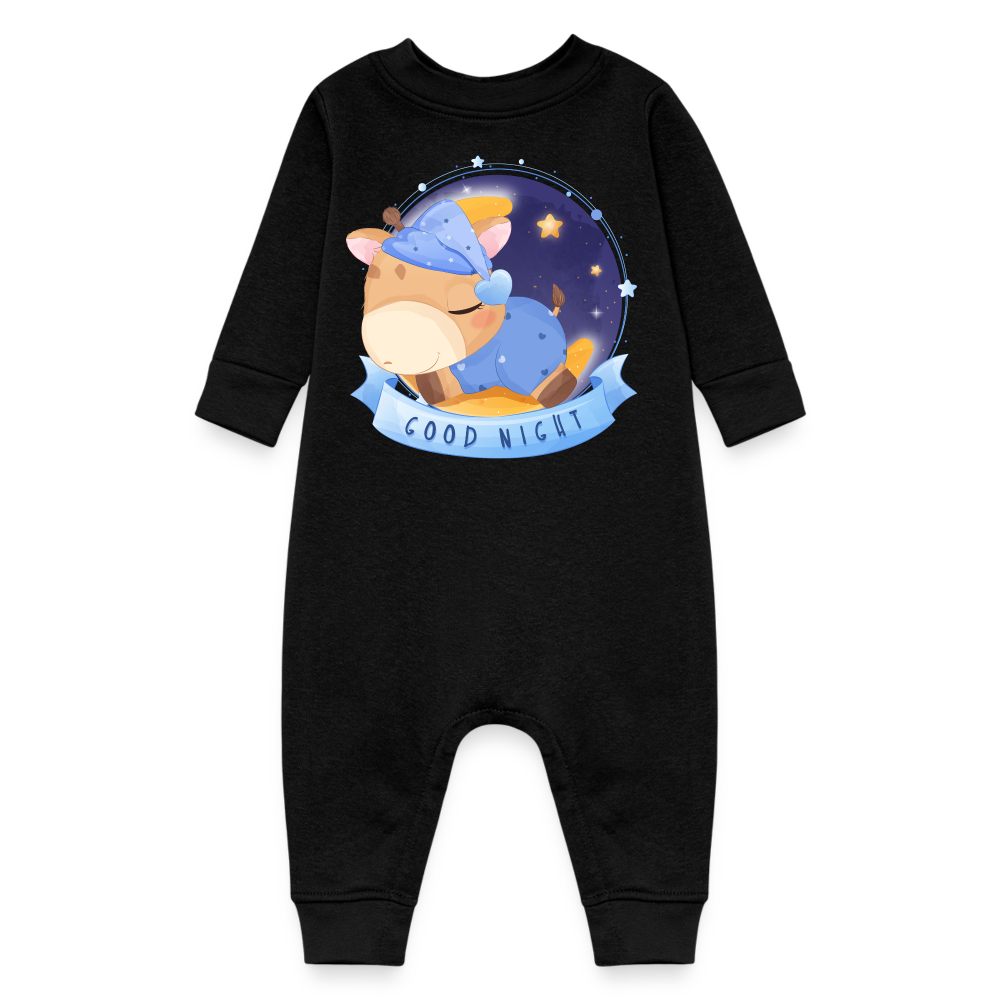 Good Night Sleeping Giraffe, Long Sleeve Onesie, Long Sleeve Bodysuit, Long Sleeve Jumpsuit, Baby Fleece One Piece, Fleece Jumpsuit, Fleece Onesie, Fleece Bosysuit - black