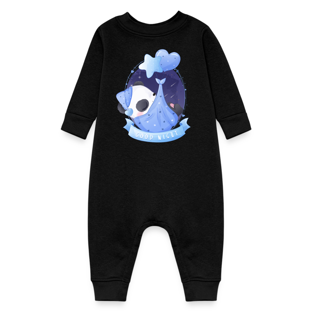 Good Night Sleeping Panda, Long Sleeve Onesie, Long Sleeve Bodysuit, Long Sleeve Jumpsuit, Baby Fleece One Piece, Fleece Jumpsuit, Fleece Onesie, Fleece Bosysuit - black