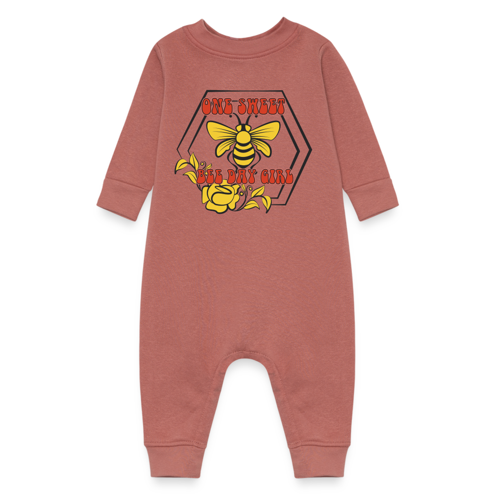 One Sweet Bee Day Girl, Birthday Girl Onesie, Birthday Girl Bodysuit, Birthday Girl Jumpsuit, Bee Birthday Onesie,Baby Fleece One Piece - mauve