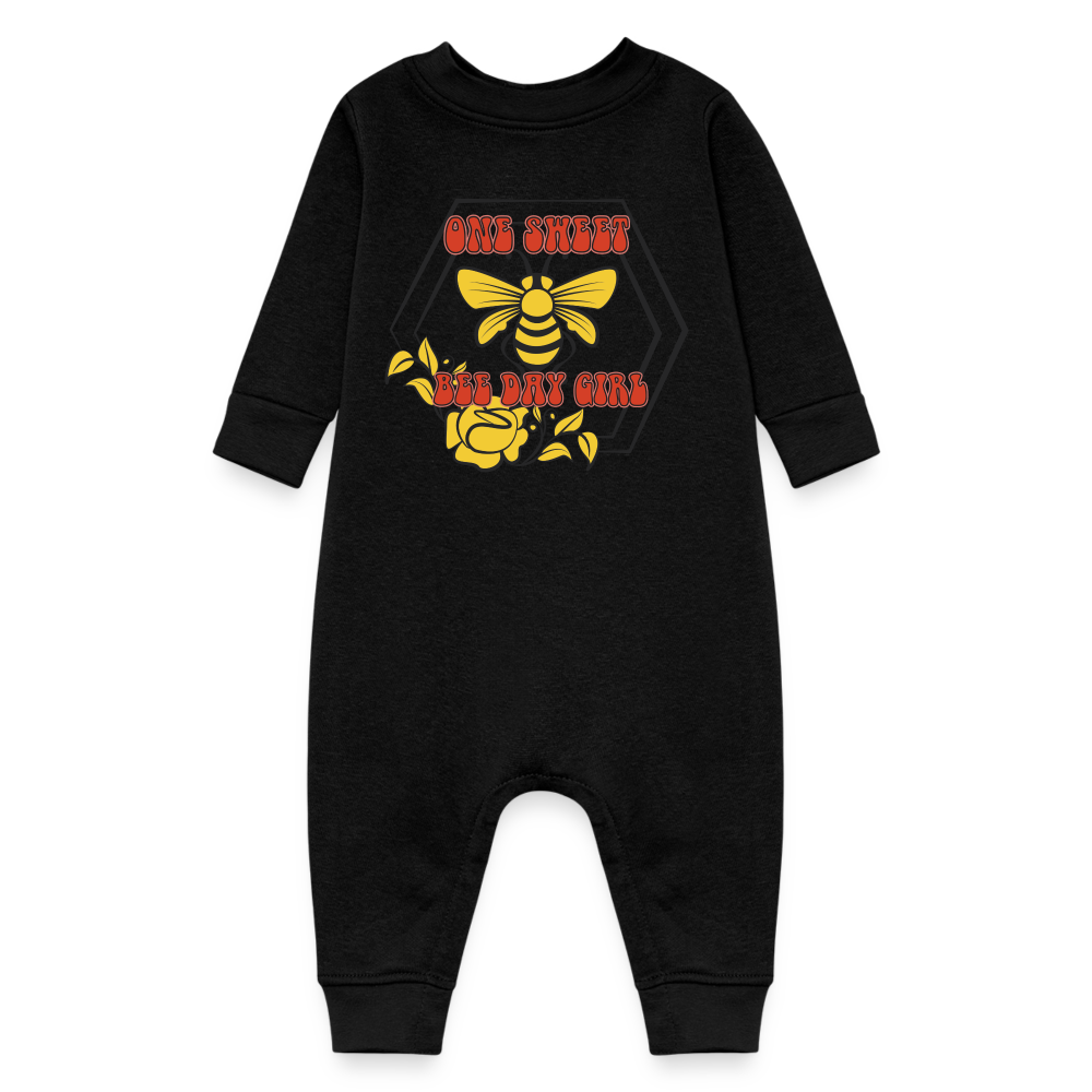 One Sweet Bee Day Girl, Birthday Girl Onesie, Birthday Girl Bodysuit, Birthday Girl Jumpsuit, Bee Birthday Onesie,Baby Fleece One Piece - black