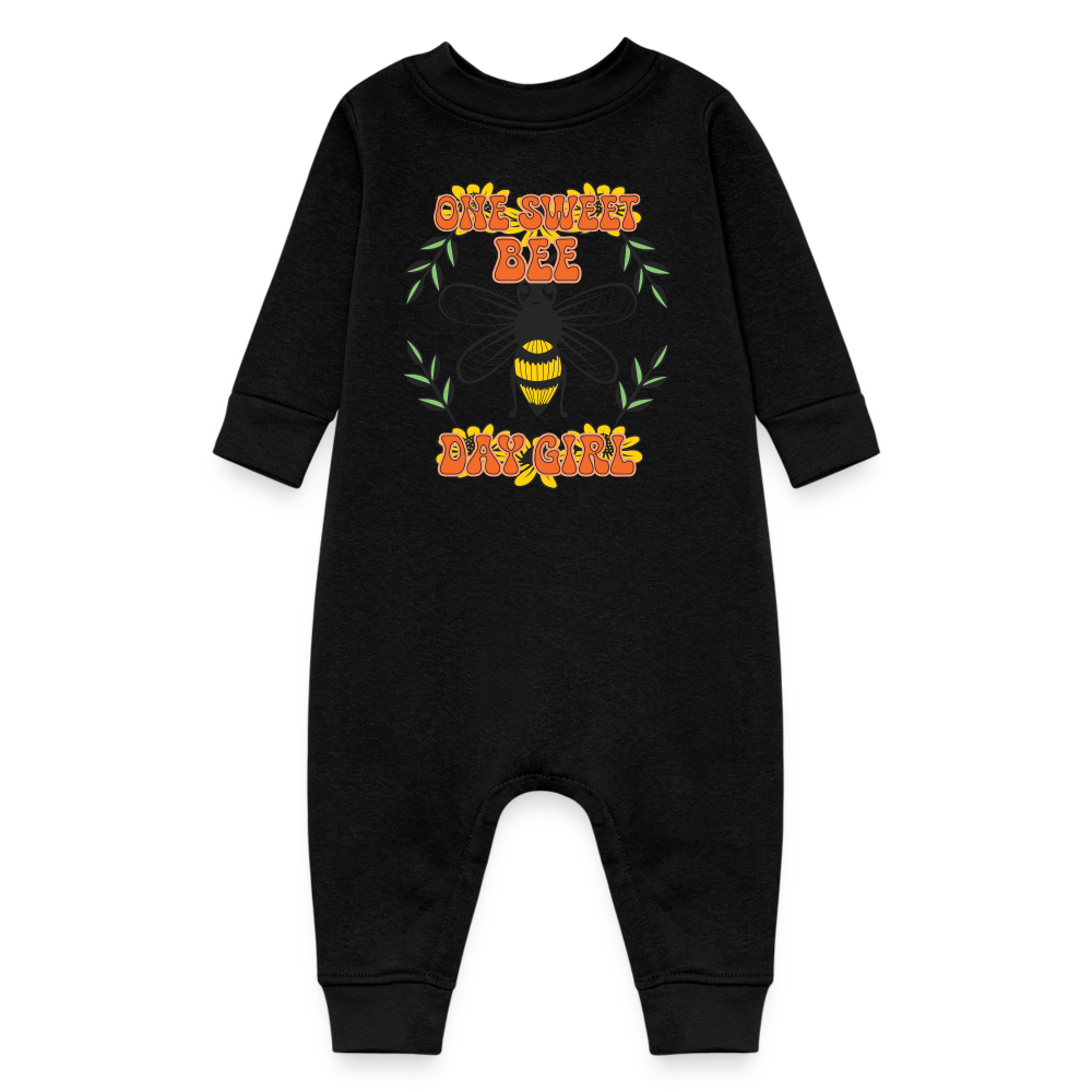 One Sweet Bee Day Girl, Birthday Girl Onesie, Birthday Girl Bodysuit, Birthday Girl Jumpsuit, Bee Birthday Onesie,Baby Fleece One Piece - black