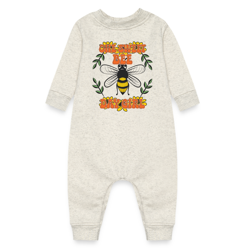 One Sweet Bee Day Girl, Birthday Girl Onesie, Birthday Girl Bodysuit, Birthday Girl Jumpsuit, Bee Birthday Onesie,Baby Fleece One Piece - heather oatmeal