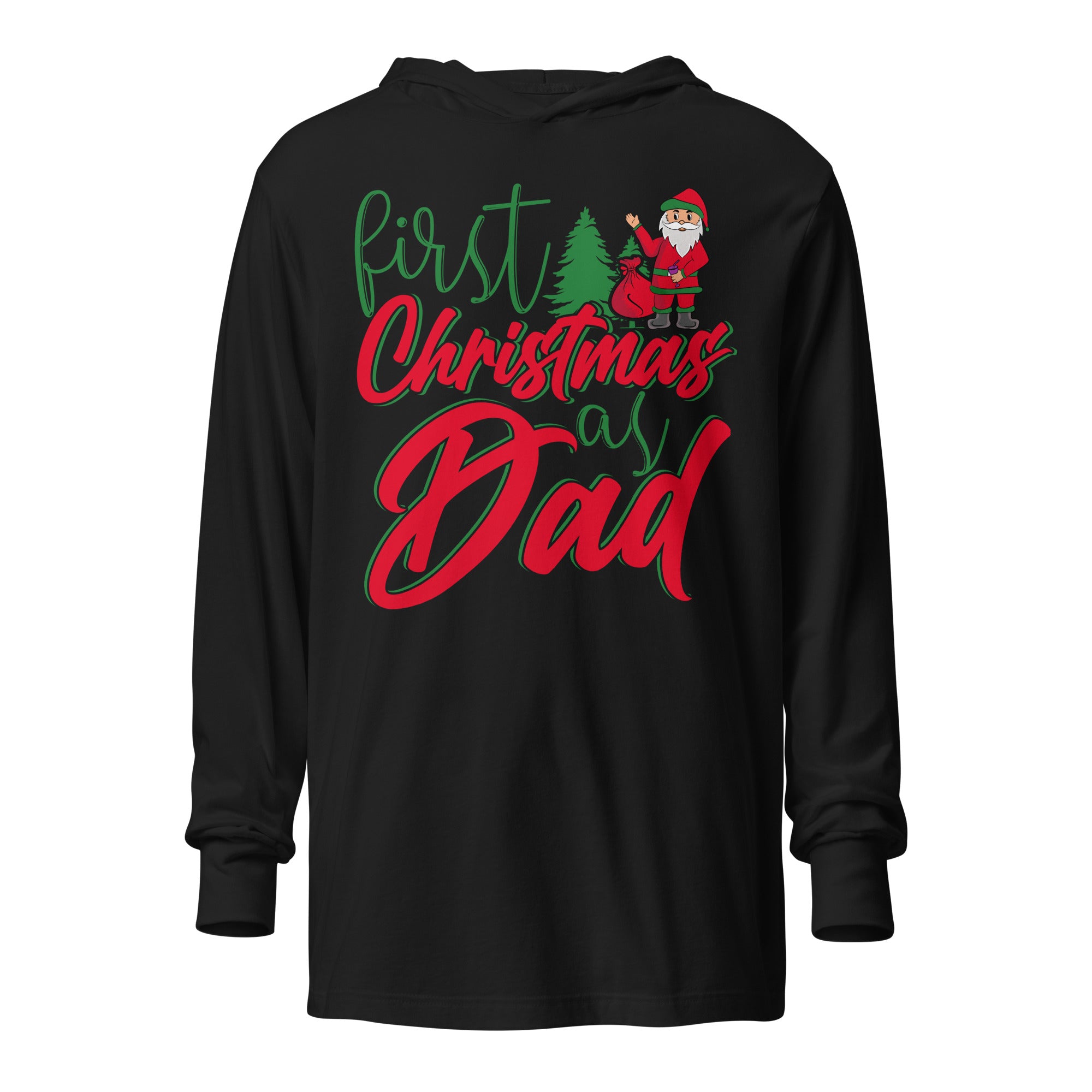 First Christmas As Dad Hooded long-sleeve tee