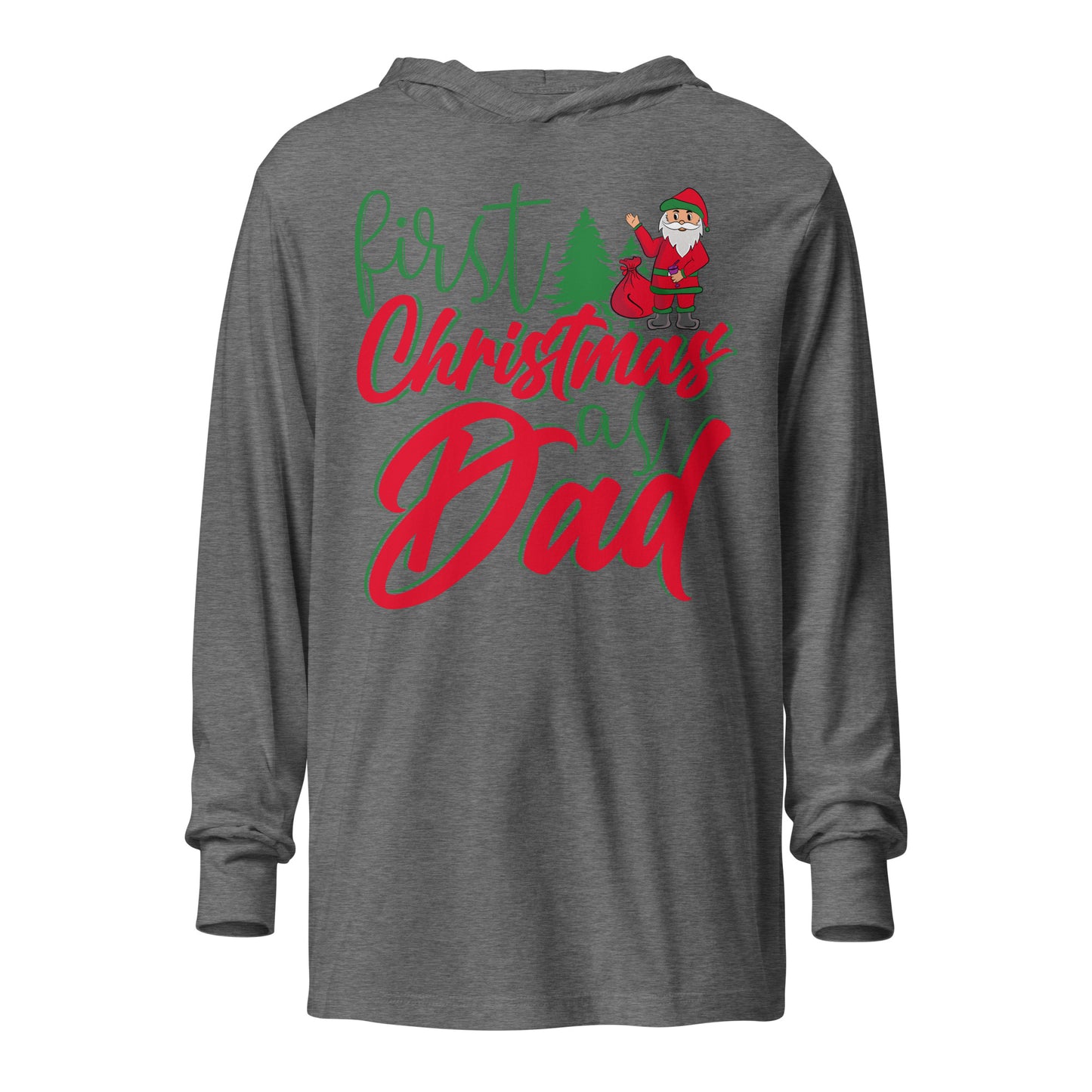 First Christmas As Dad Hooded long-sleeve tee