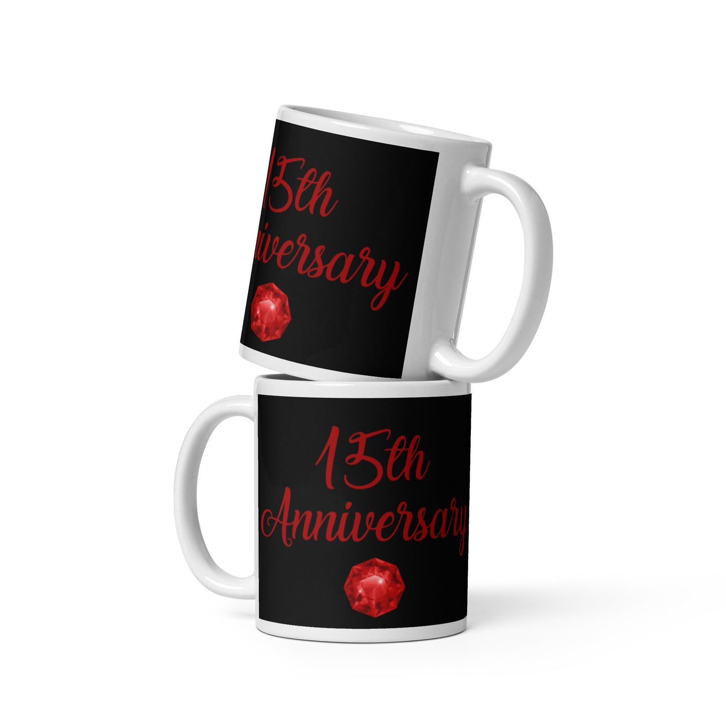 15th Anniversary, 15th Anniversary Mug, White glossy mug