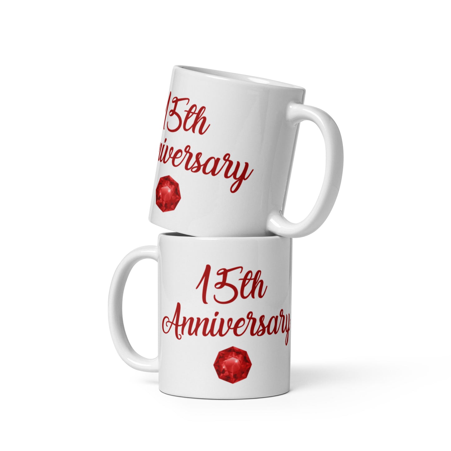 15th Anniversary, 15th Anniversary Mug, White glossy mug