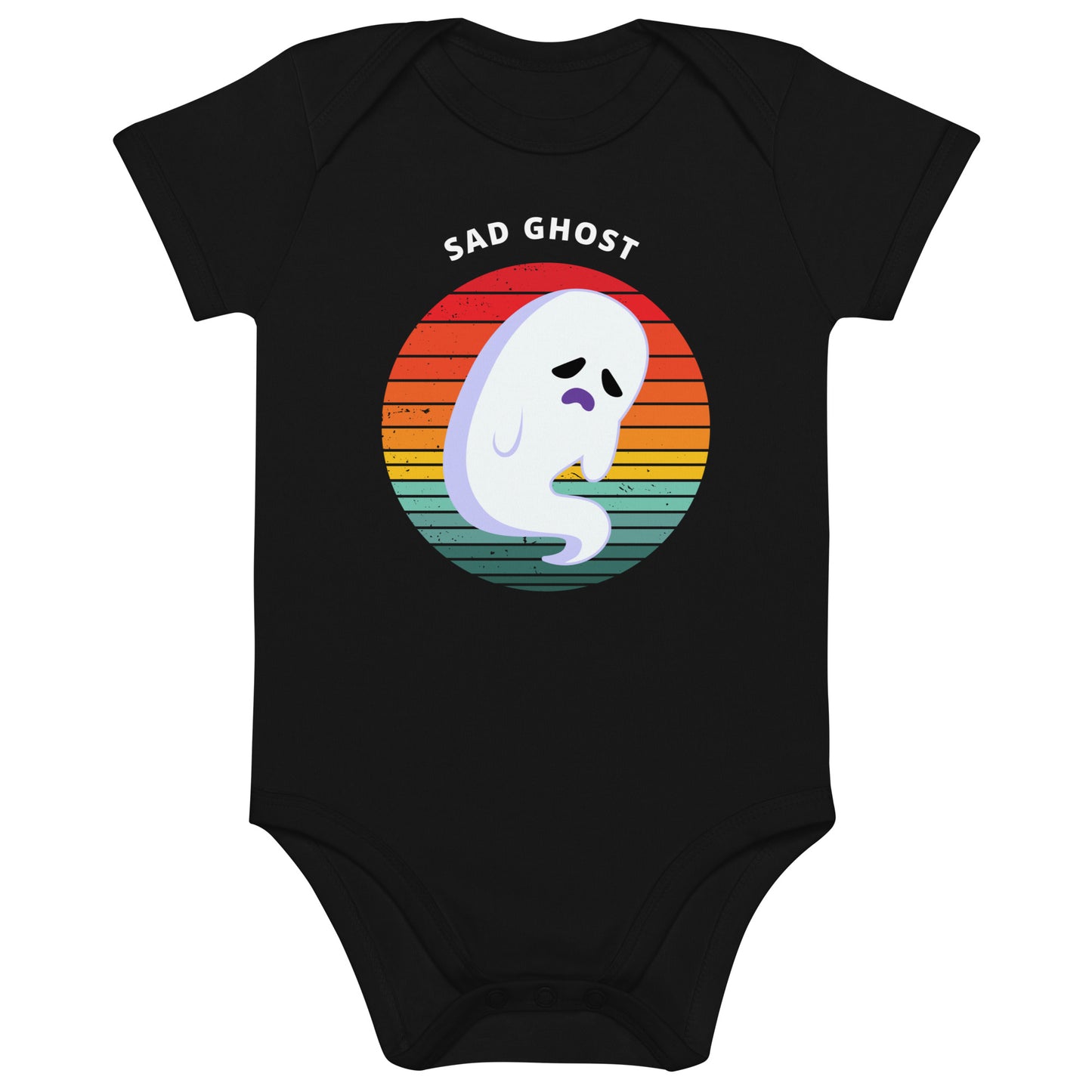 Sad Ghost Halloween Organic Cotton baby bodysuit