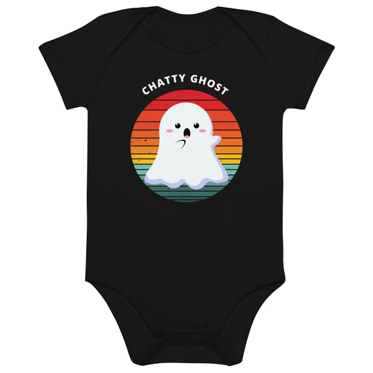 Chatty Ghost Halloween Organic Cotton baby bodysuit