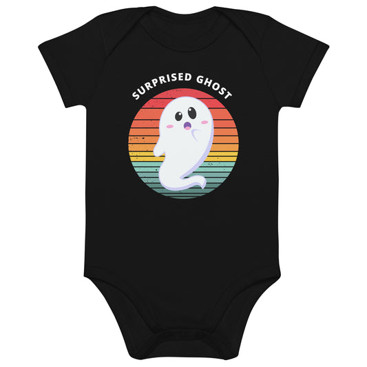 Surprised Ghost Halloween Organic Cotton baby bodysuit