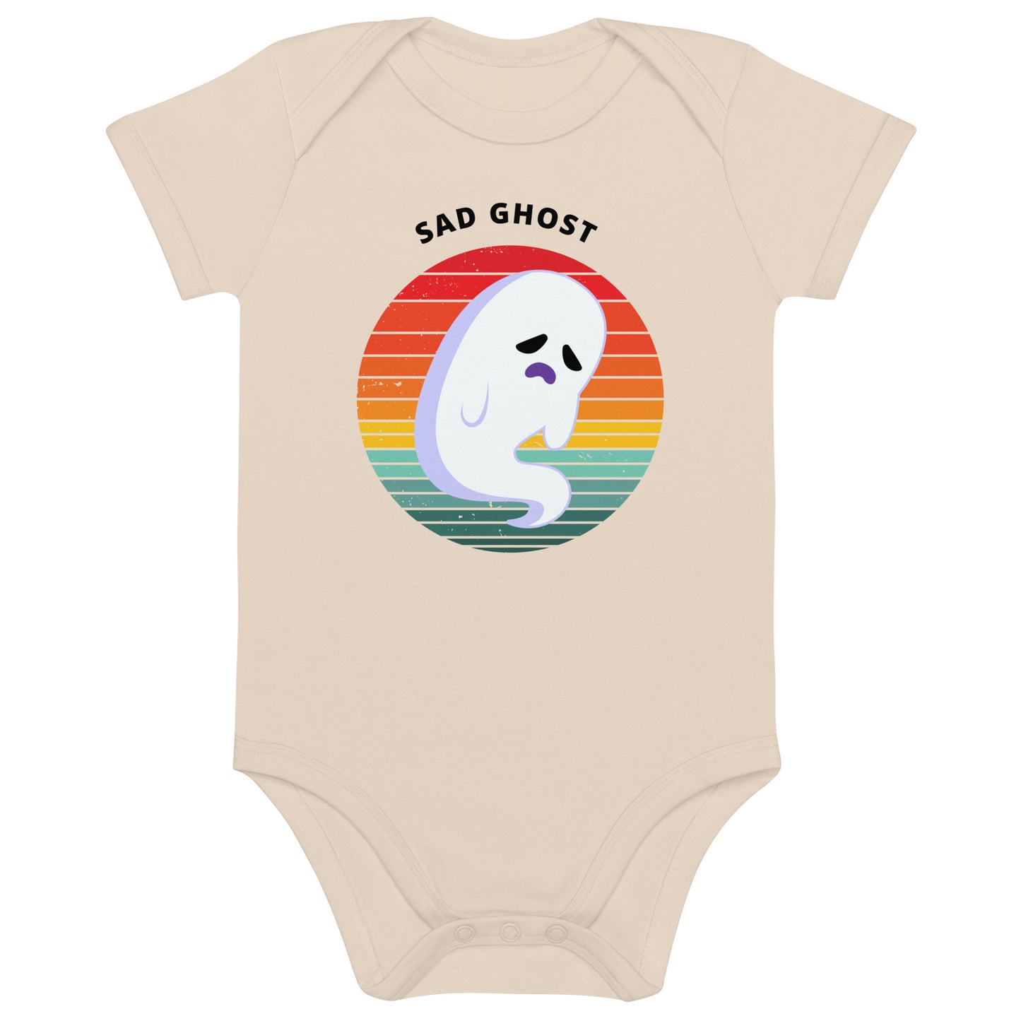 Sad Ghost Halloween Organic Cotton baby bodysuit