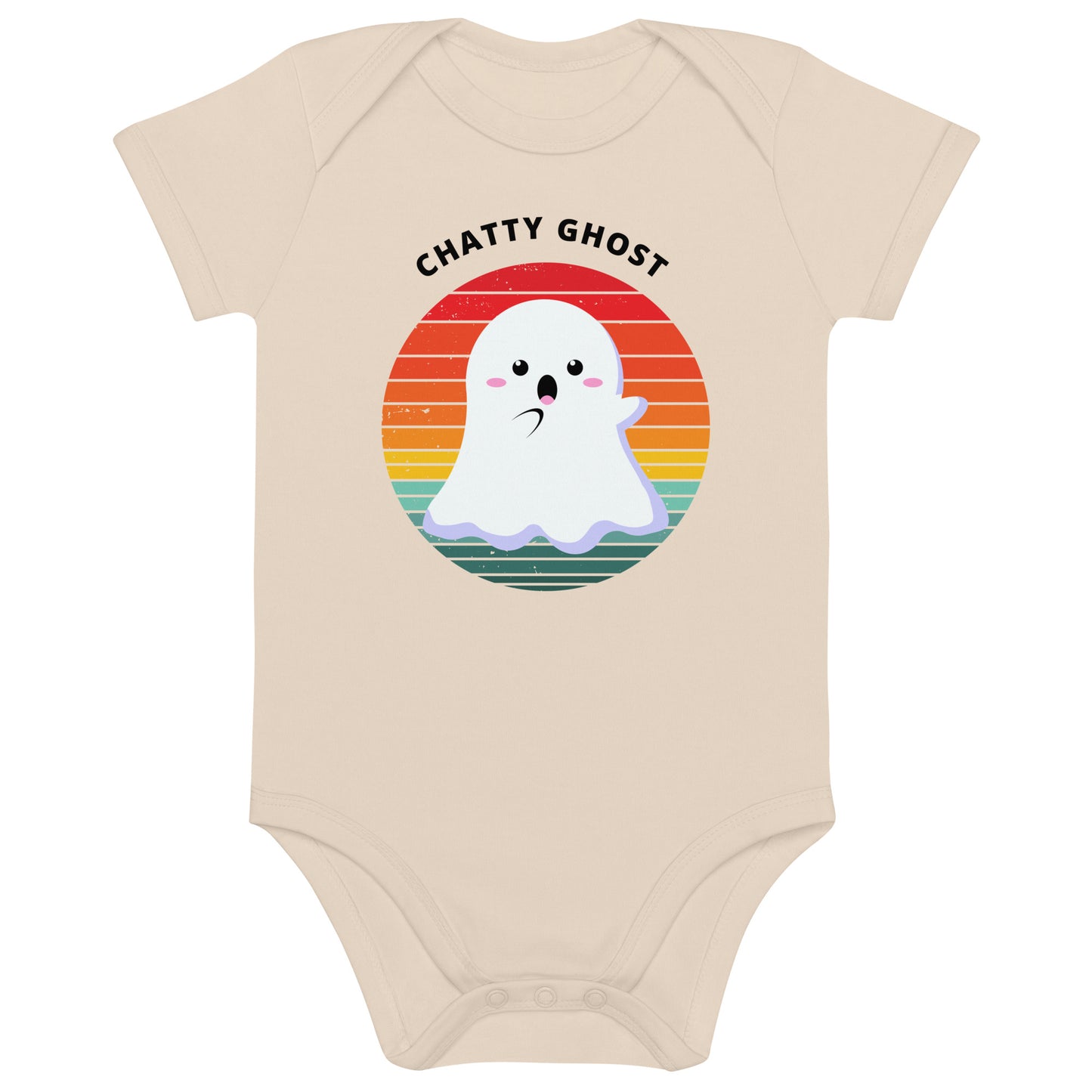 Chatty Ghost Halloween Organic Cotton baby bodysuit