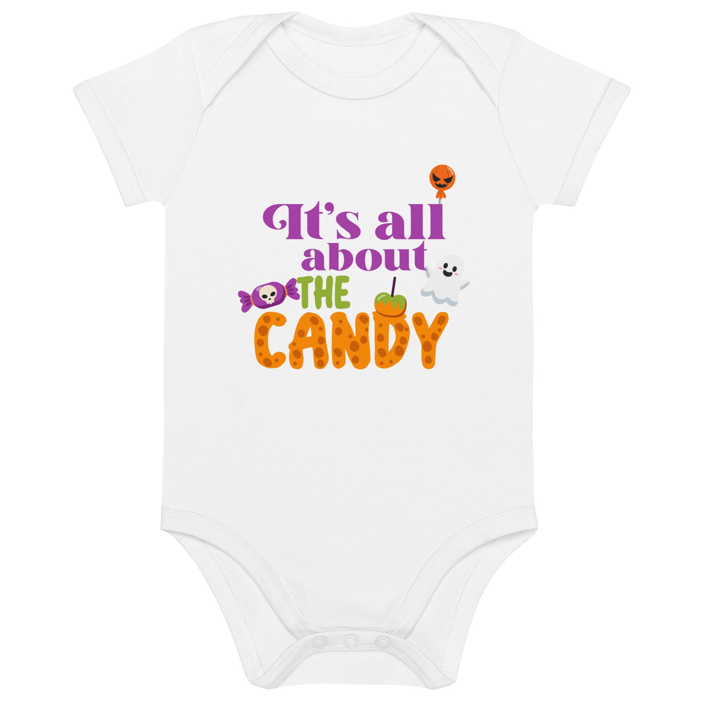 It's All About The Candy Halloween Organic cotton baby bodysuit