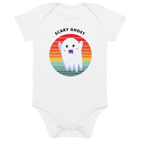 Scary Ghost Halloween Organic Cotton baby bodysuit