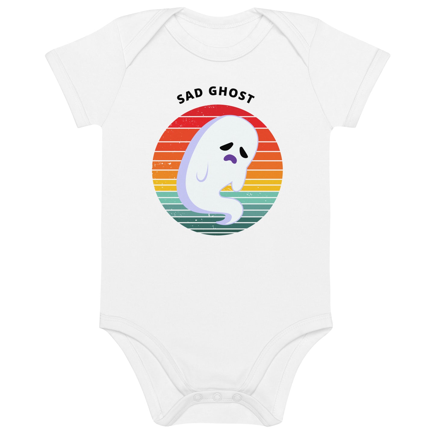 Sad Ghost Halloween Organic Cotton baby bodysuit