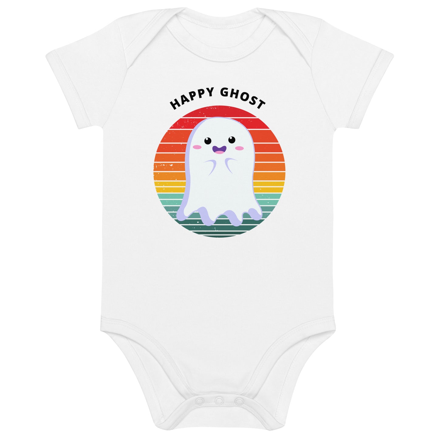 Happy Ghost Halloween Organic Cotton baby bodysuit