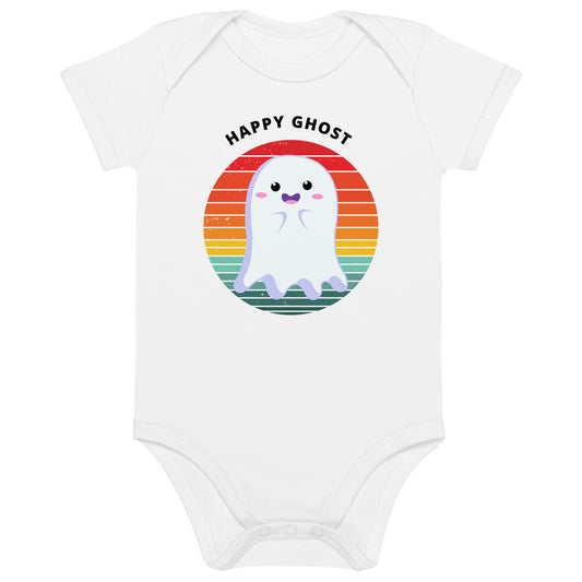 Happy Ghost Halloween Organic Cotton baby bodysuit