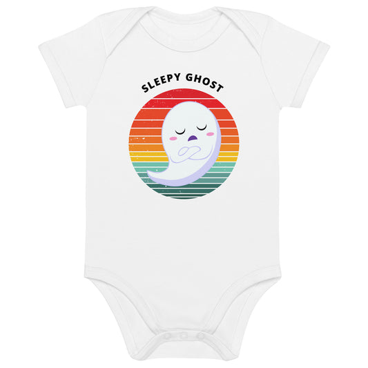 Sleepy Ghost Halloween Organic Cotton baby bodysuit