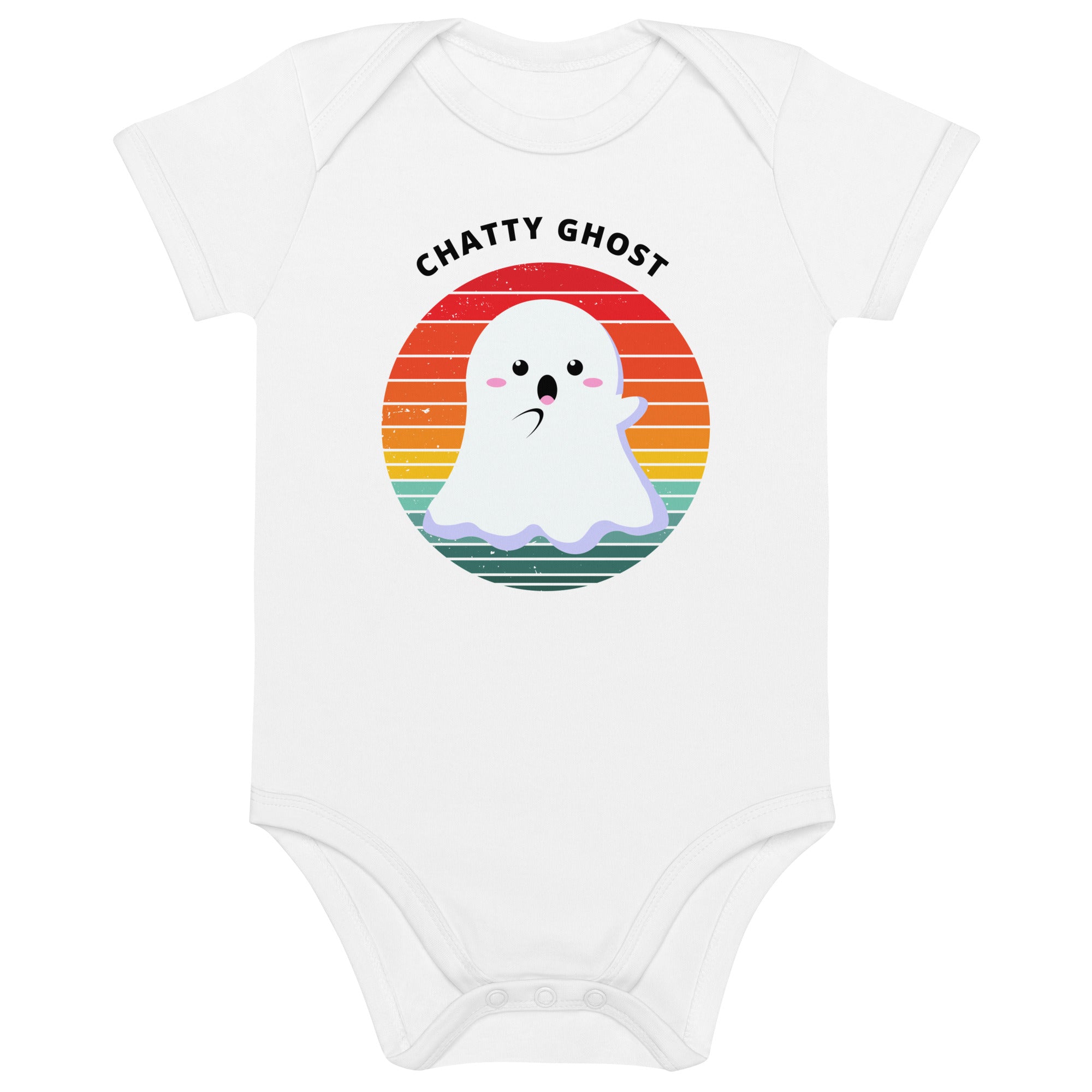 Chatty Ghost Halloween Organic Cotton baby bodysuit