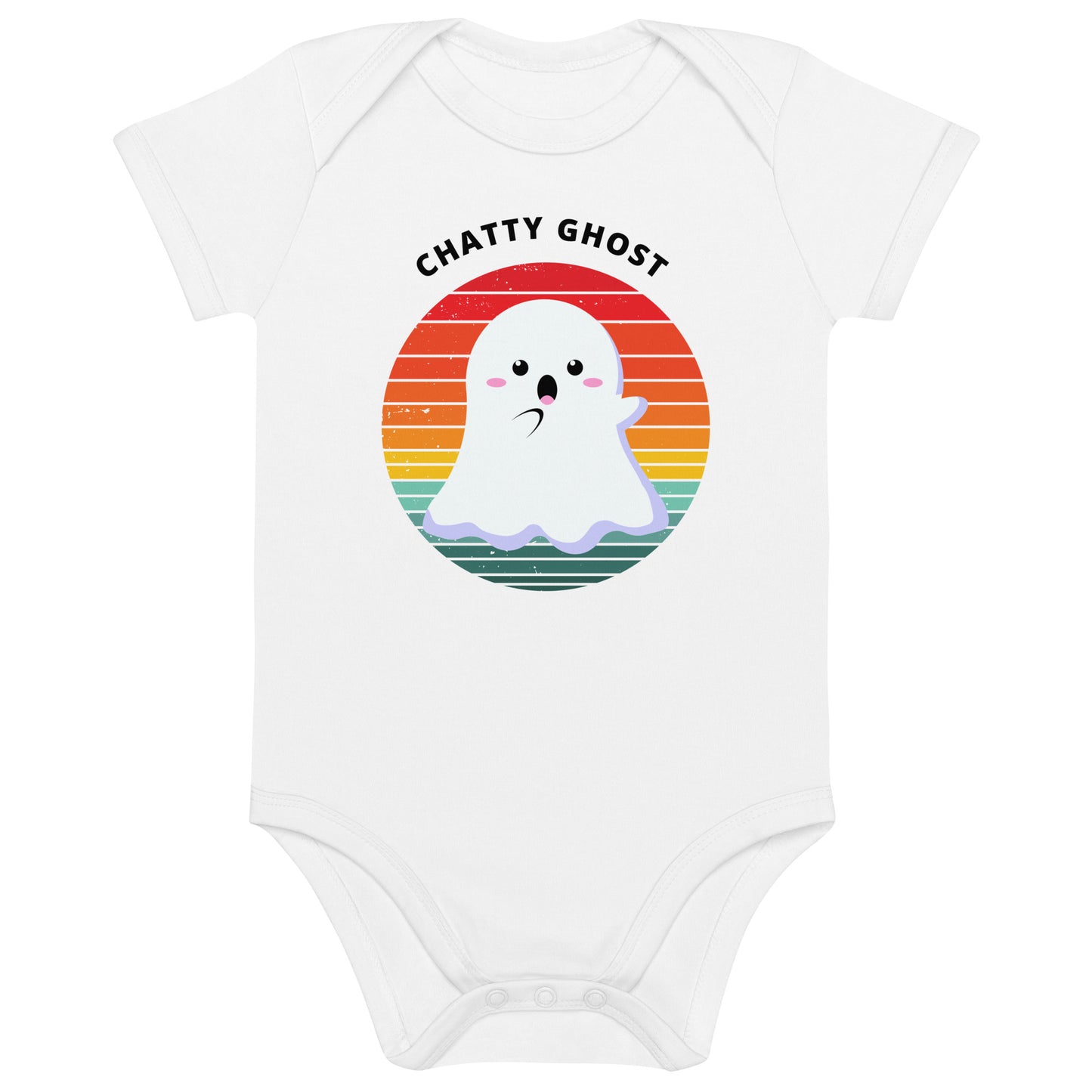 Chatty Ghost Halloween Organic Cotton baby bodysuit